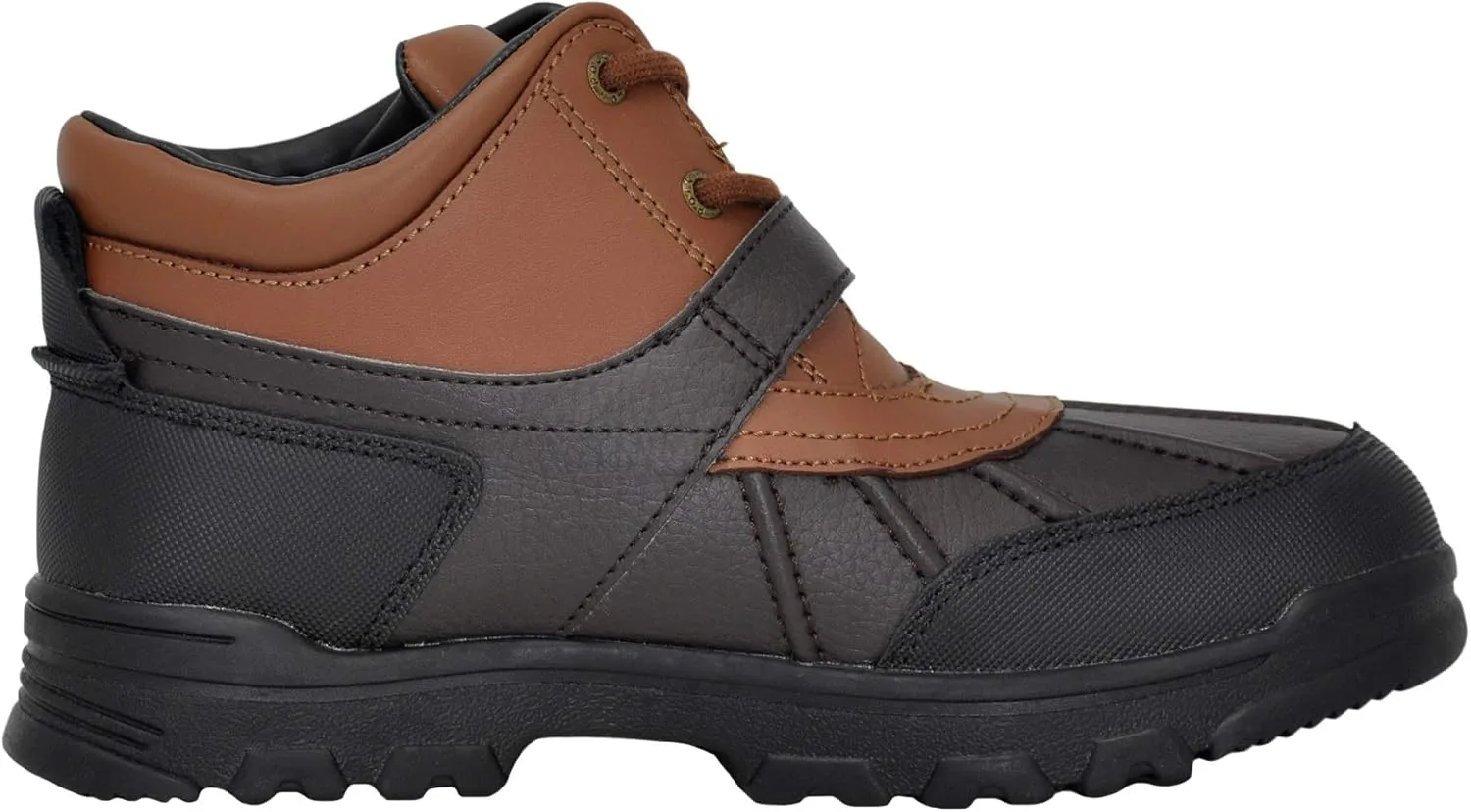 RALPH LAUREN Boy's Dover Boot, Chocolate/Tan Leather Combat