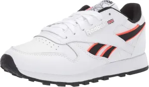 Reebok Men's Classic Leather Sneaker, White/neon red/Black, 12 M US