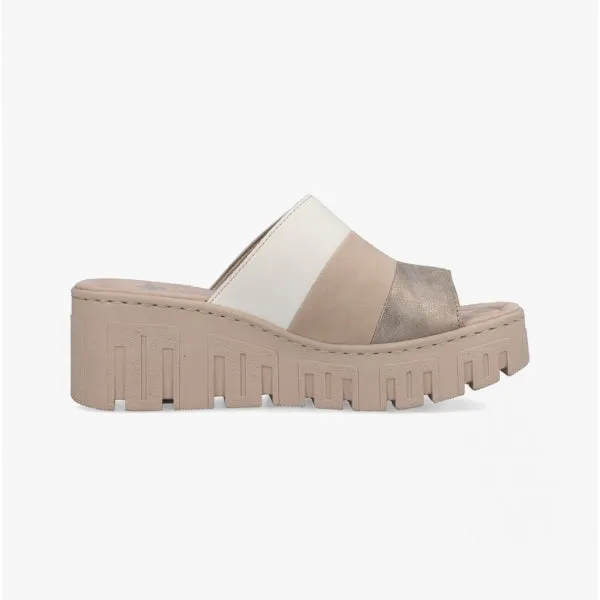 Rieker 68092-62 Womens Mules Beige Multi