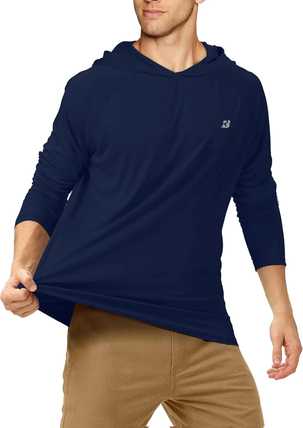Roadbox UPF 50  Fishing Shirts for Men, Long Sleeve UV Sun Protection Hoodie, Outdoor Hiking Running Swimming Rash Guard