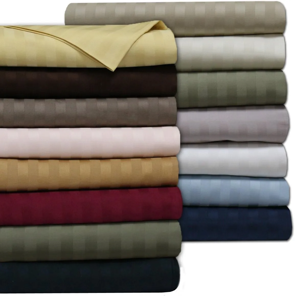 Royal Tradition Damask Striped 600-Thread-Count, 100-Percent Cotton Twin Extra Long XL 3PC Bed Sheets Set, Bronze