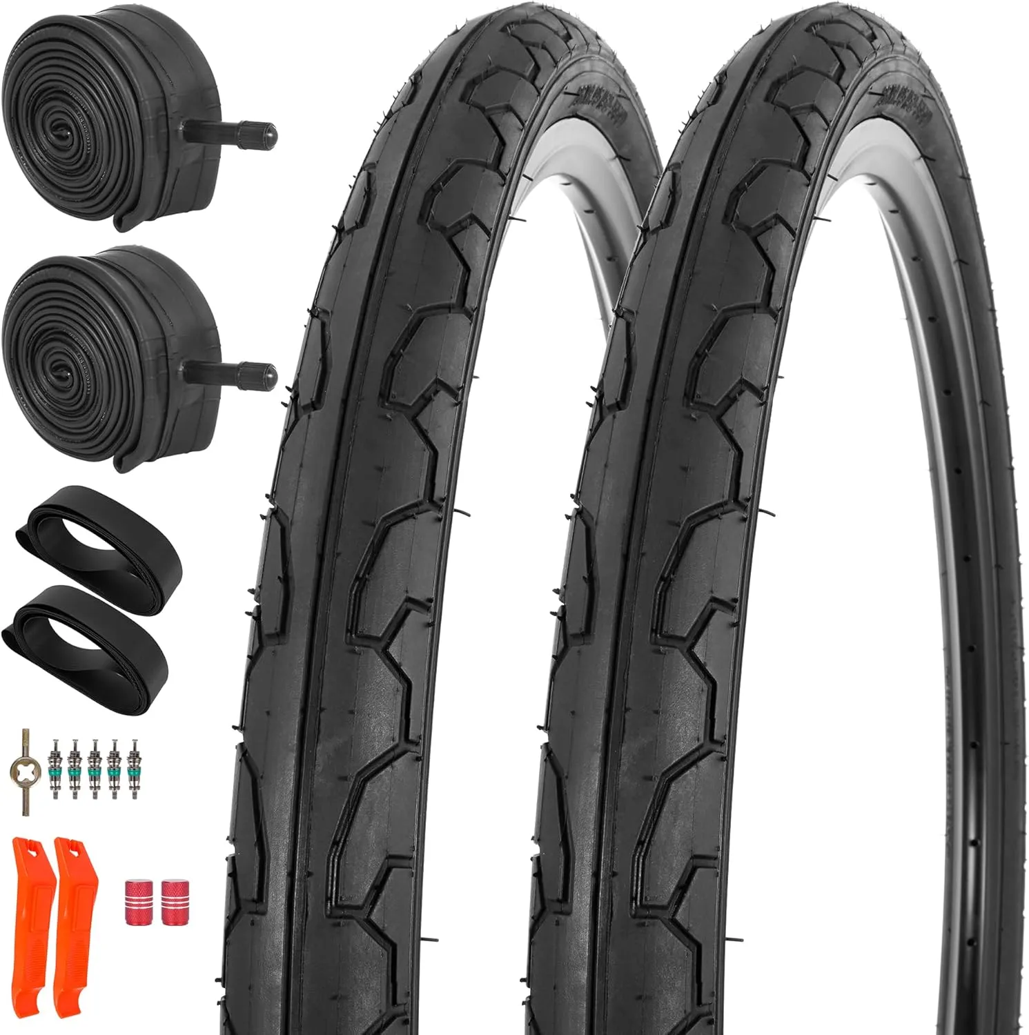 RUTU 26x1.95 Bicycle Tires, 26 Inch Bike Tires Folding Bicycle Tires and Tube with TR13 AV Schrader Valve, Compatible with Urban Commuting Bicycle and Beach Cruiser Cyclocross Kids