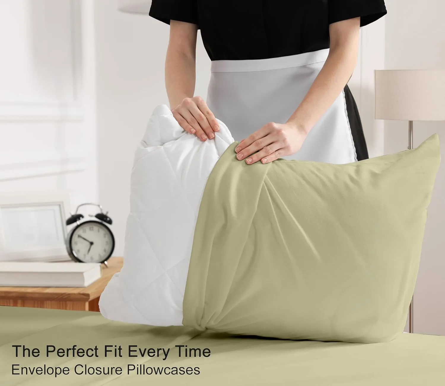 RUVANTI 100% Cotton Full Size Bed Sheets, 4 Pieces, Soft & Breathable Percale Weave Bedding, Deep Pocket 16", Hotel Standard, Crisp Cool Feel, Durable, Perfect Sheet Set Dyed, Sage Green