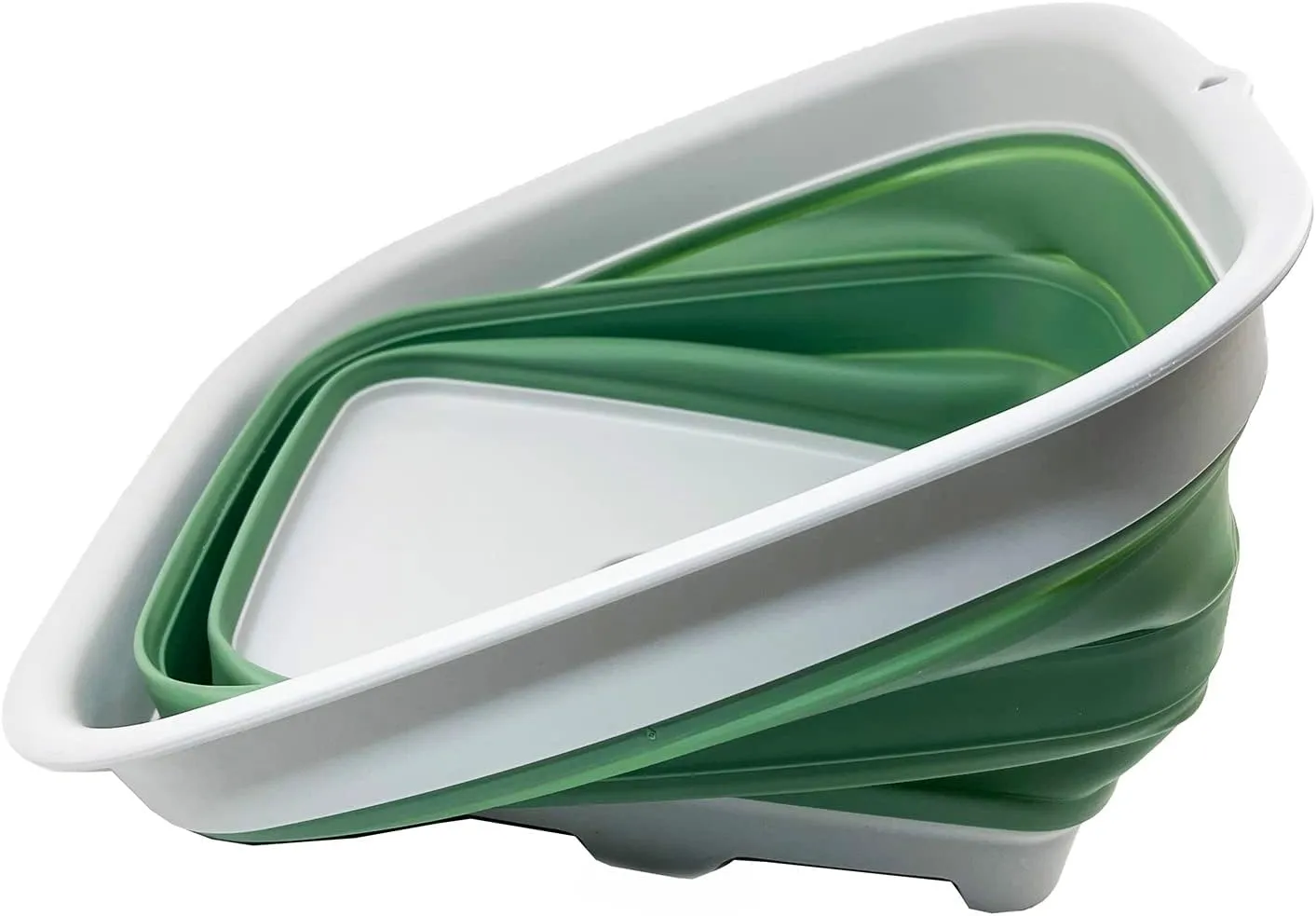 SAMMART 15L (3.9 Gallon) Collapsible Dishpan with Draining Plug - Foldable Washing Basin - Portable Dish Washing Tub - Camping & Space Saving Kitchen Storage Tray (Grey/Dark Sea Green)