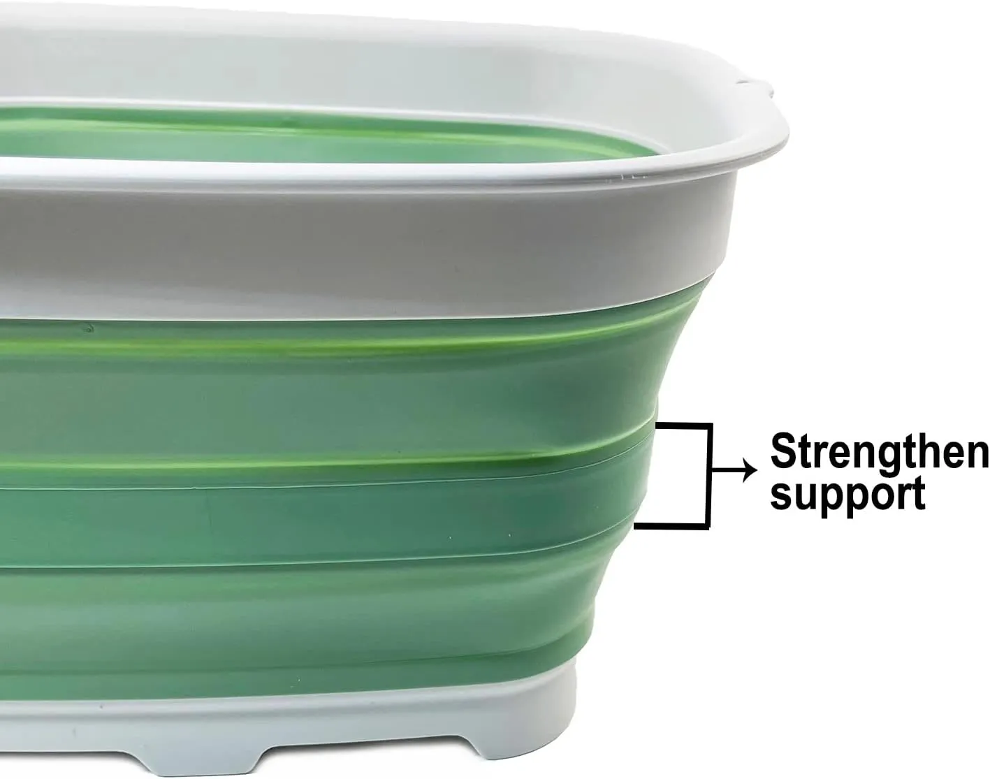 SAMMART 15L (3.9 Gallon) Collapsible Dishpan with Draining Plug - Foldable Washing Basin - Portable Dish Washing Tub - Camping & Space Saving Kitchen Storage Tray (Grey/Dark Sea Green)