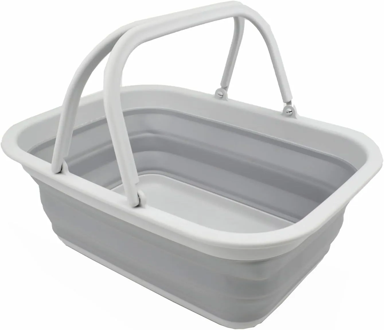 SAMMART SAMMART 9.2L (2.37Gallon) Collapsible Tub with Handle - Portable Outdoor Picnic Basket/Crater - Foldable Shopping Bag - Space Saving Storage Container (1, Grey)