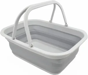 SAMMART SAMMART 9.2L (2.37Gallon) Collapsible Tub with Handle - Portable Outdoor Picnic Basket/Crater - Foldable Shopping Bag - Space Saving Storage Container (1, Grey)