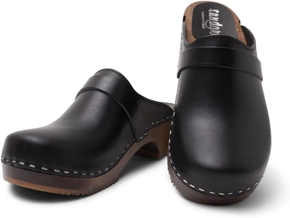 Sandgrens Handmade Swedish Wood Clogs for Women, Low Heel Mule | Tokyo
