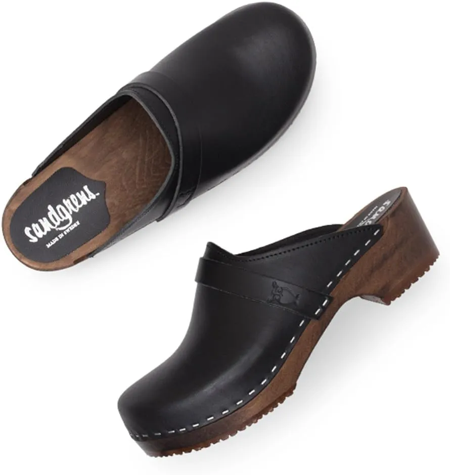 Sandgrens Handmade Swedish Wood Clogs for Women, Low Heel Mule | Tokyo