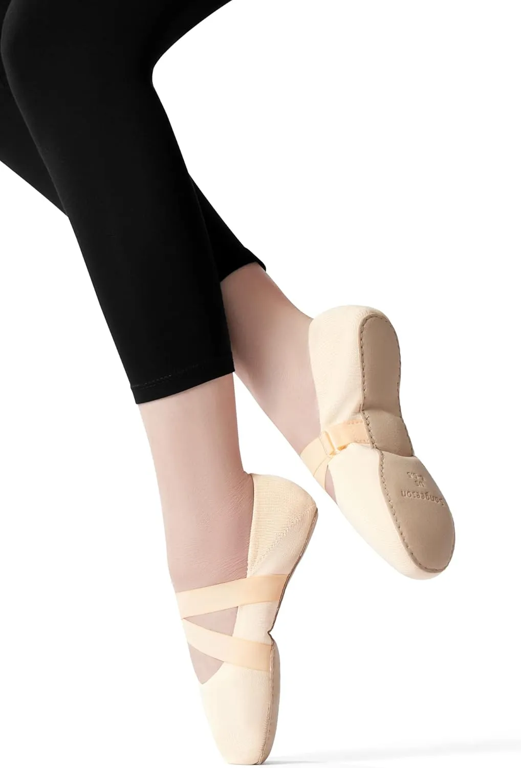 SANGEESON Ballet Shoes for Women(Leather Full Sole, Arch Support, Breathable), Jazz Shoes, Ballerina Shoes, Dance Shoes Women for Beginner