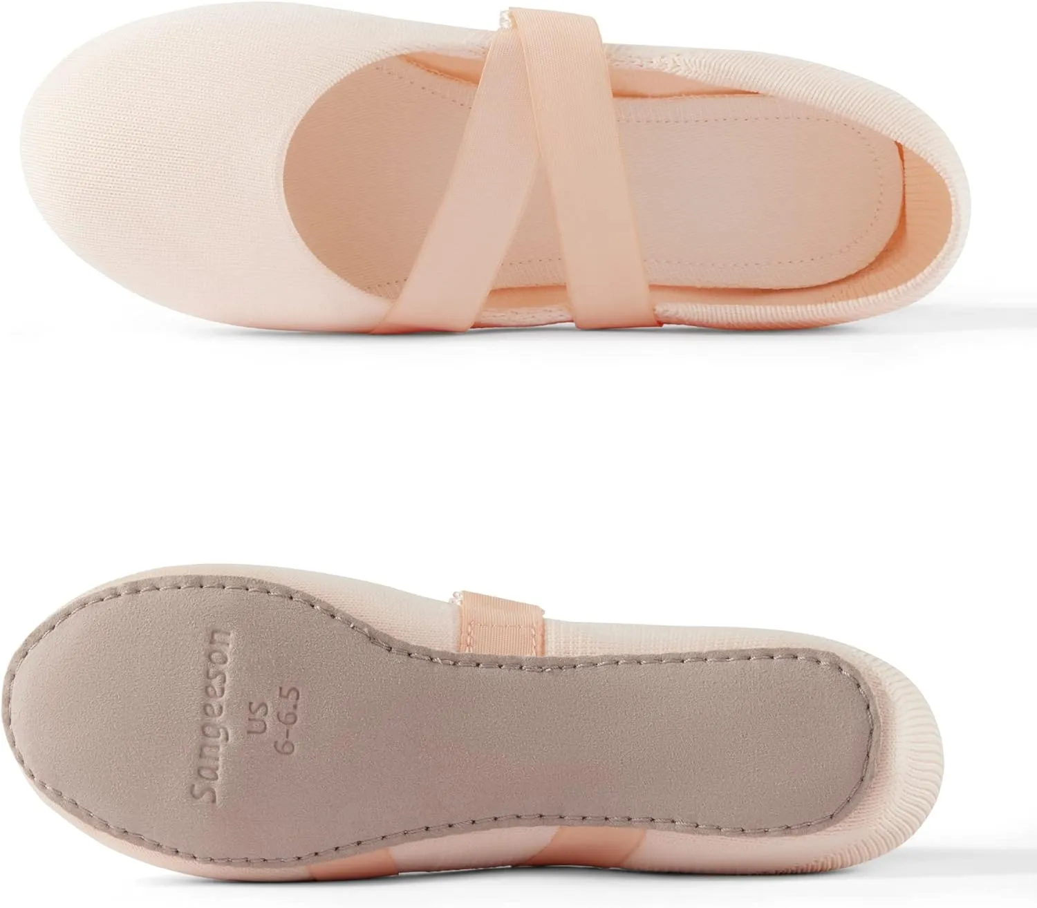 SANGEESON Ballet Shoes for Women(Leather Full Sole, Arch Support, Breathable), Jazz Shoes, Ballerina Shoes, Dance Shoes Women for Beginner