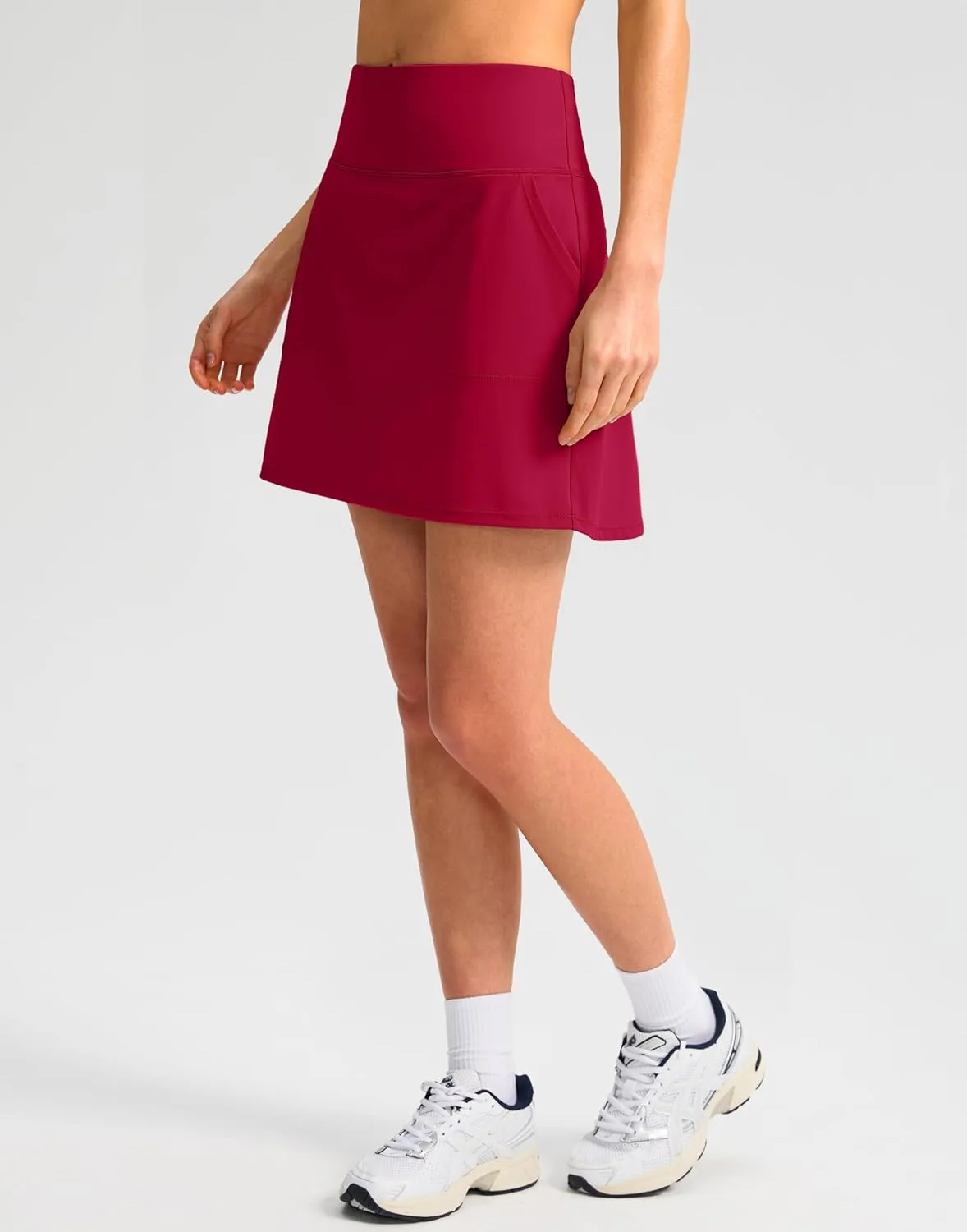 SANTINY 16" Golf Skorts Skirts for Women with 4 Pockets Women's High Waisted Stretchy Tennis Skirt Athletic Skort