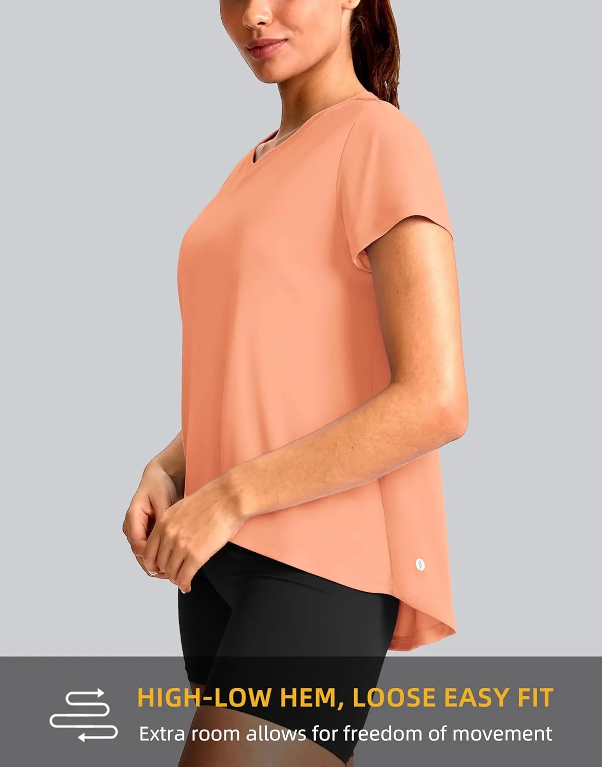 SANTINY Short Sleeve Workout Tops for Women Loose Yoga T-Shirts Sun Protection Breathable Running Athletic Tee Shirts