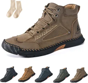 Sawbehind Mens Boots, Saw Behind Shoes, Waterproof Comfortable Handmade Leather Boots Winter Wide Arch Support