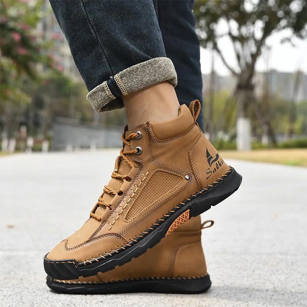 Sawbehind Mens Boots, Saw Behind Shoes, Waterproof Comfortable Handmade Leather Boots Winter Wide Arch Support