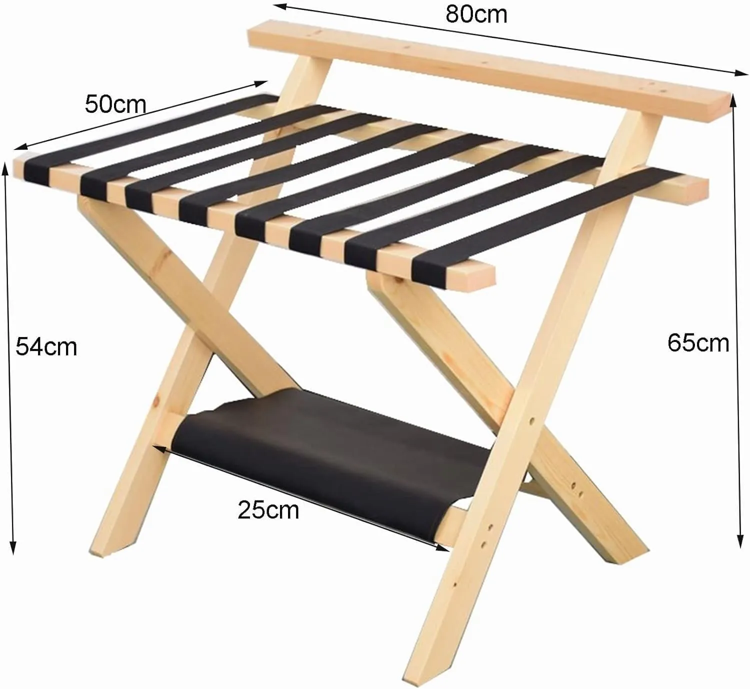 Set of 2 Foldable Luggage Racks - Rooms Hotels Foldable Suitcase Stand, Solid Wood Travel Bag Organizer, Floor Stand (Color : Wood)