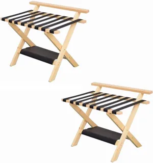 Set of 2 Foldable Luggage Racks - Rooms Hotels Foldable Suitcase Stand, Solid Wood Travel Bag Organizer, Floor Stand (Color : Wood)
