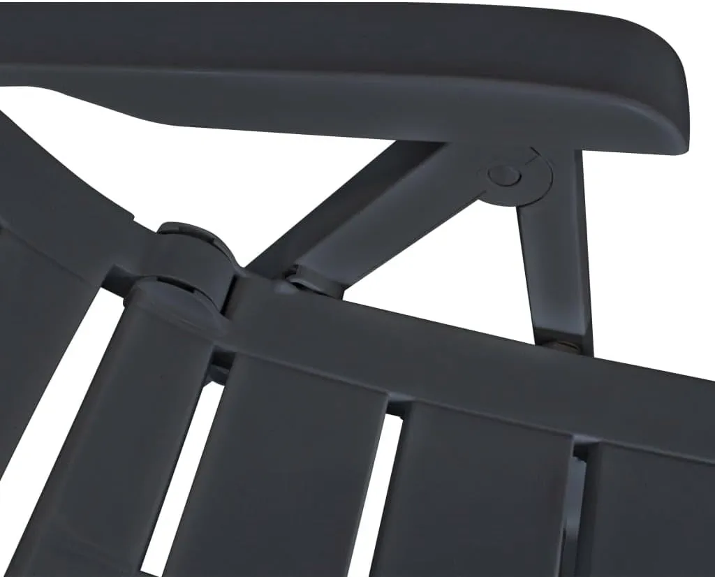 Set of 6 Reclining Patio Chairs Outdoor Furniture Anthracite Plastic Foldable Lounge Chairs with 4 Positions for Garden Deck Poolside