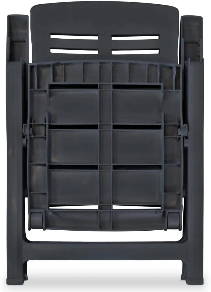 Set of 6 Reclining Patio Chairs Outdoor Furniture Anthracite Plastic Foldable Lounge Chairs with 4 Positions for Garden Deck Poolside