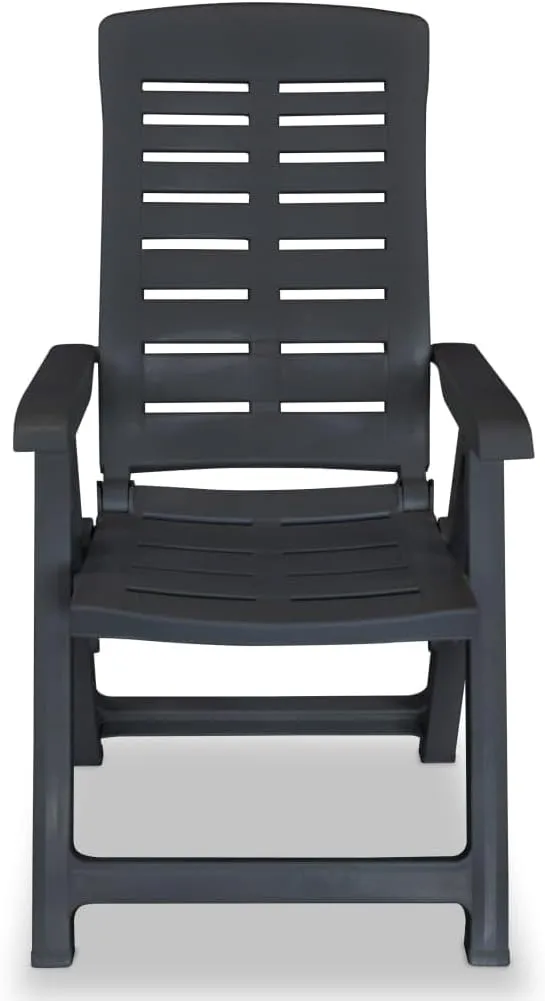 Set of 6 Reclining Patio Chairs Outdoor Furniture Anthracite Plastic Foldable Lounge Chairs with 4 Positions for Garden Deck Poolside