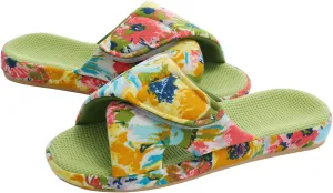 shevalues Summer House Slippers for Women with Arch Support Breathable Waffle Cotton Indoor Slippers Slip on Open Toe Home Shoes