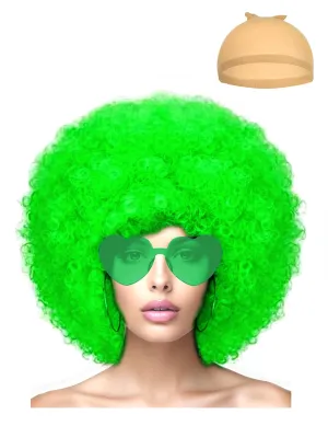 Short Bob Hair Wigs Straight with Flat Bangs Synthetic Colorful Cosplay Daily Party Neon Wig for Women   Free Wig Cap 12" Natural As Real (Afro, Green)