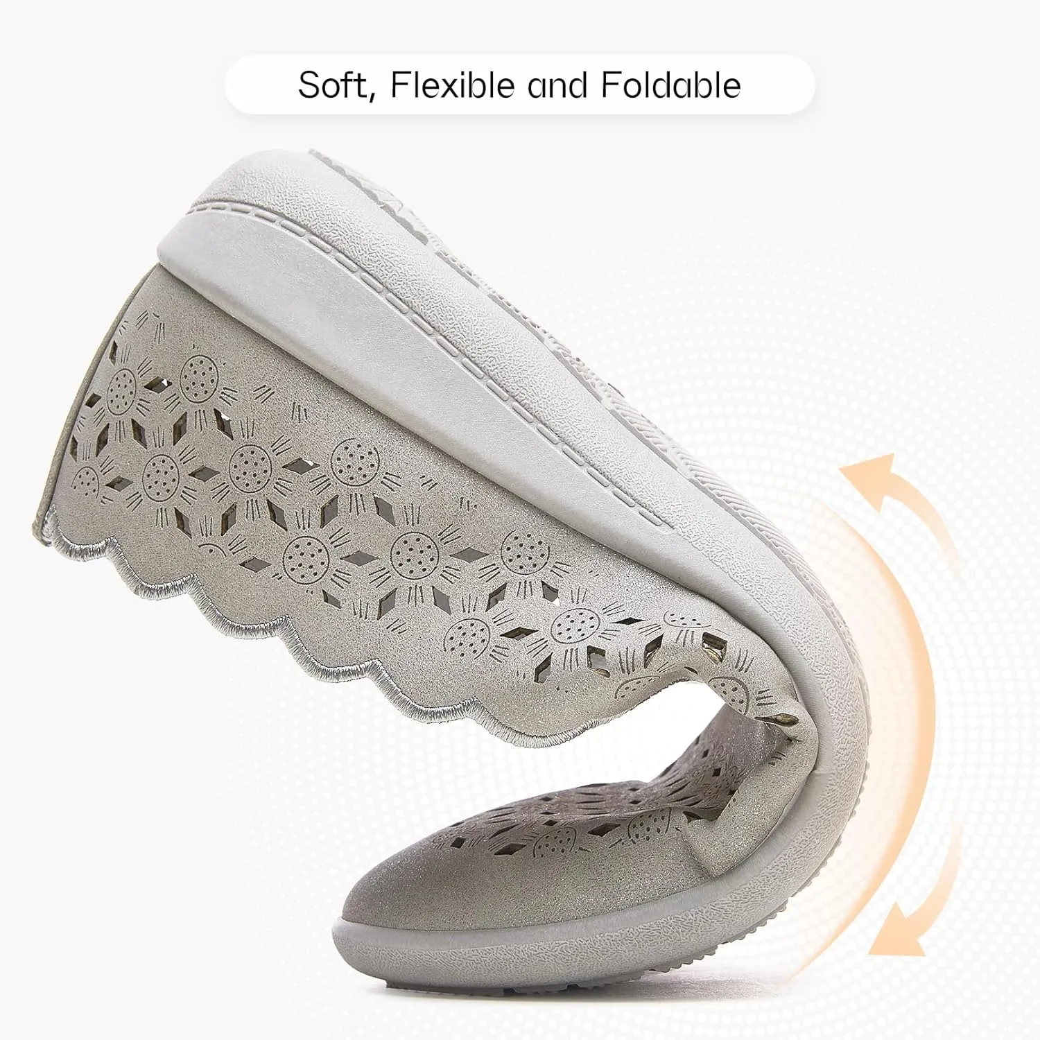 Shupua Flats for Women Dressy Comfortable Women's Ballet Flats Shoes Casual Black Flats Round Toe Womens Slip on Shoes PU Leather Flats Summer with Diamond Eyelets