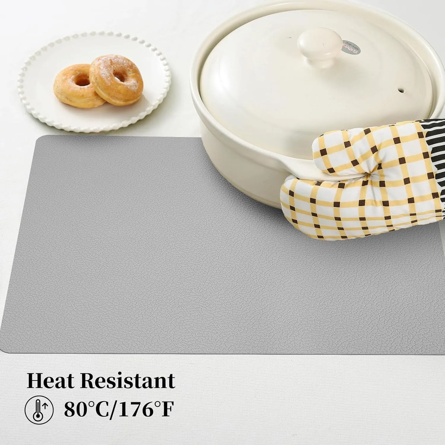 Silicone Placemats Set of 4, Heat-Resistant Placemats,Non-Slip Table Mats, Foldable Mats, Easy Clean Placemats, Perfect for Indoor & Outdoor Dining, 12.6 x 17.7 inches by Siliconty(Gray)
