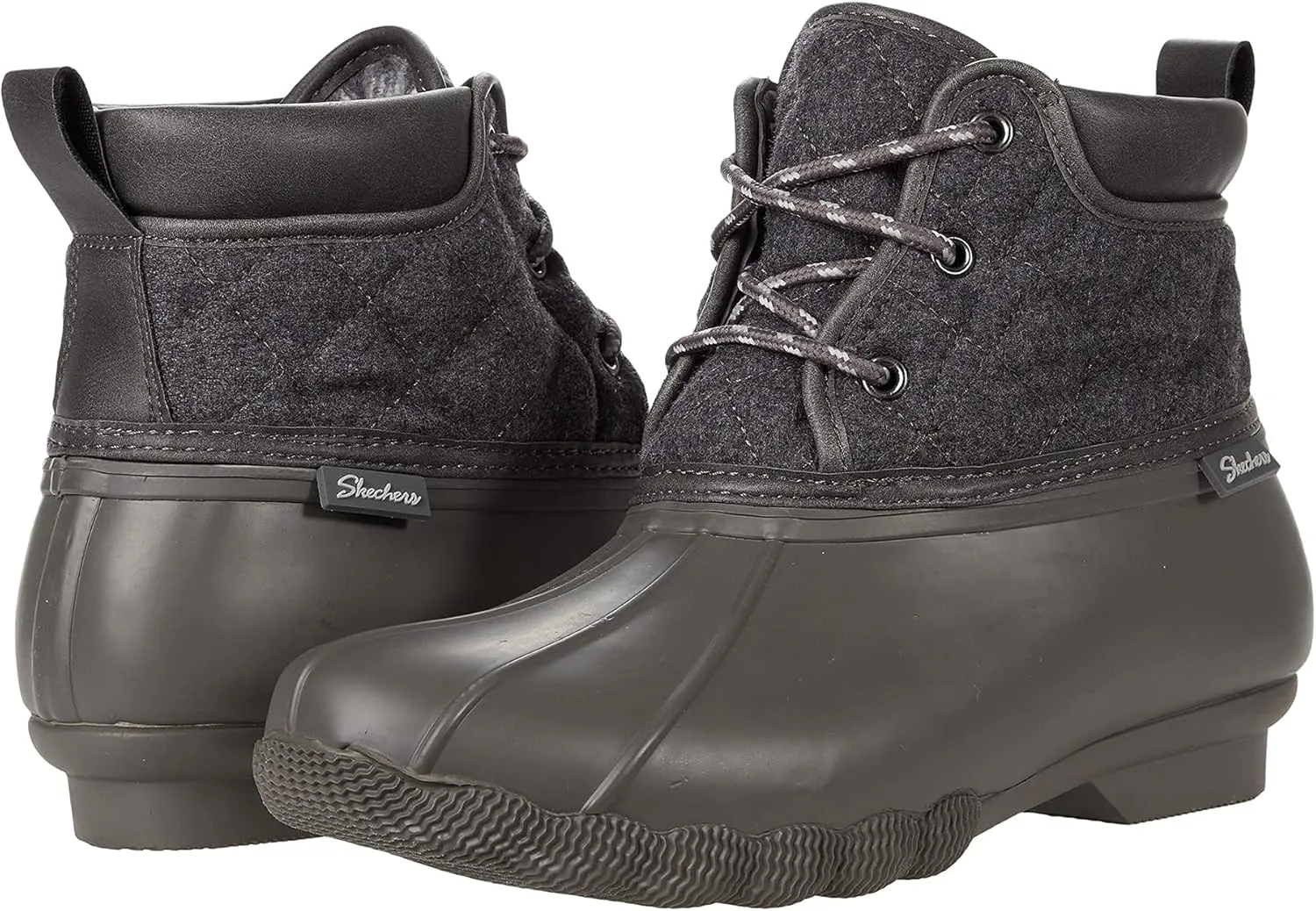 Skechers Women's Pond Lil Puddles Mid Quilted Lace Up Duck Boot with Waterproof Outsole