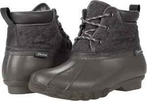 Skechers Women's Pond Lil Puddles Mid Quilted Lace Up Duck Boot with Waterproof Outsole