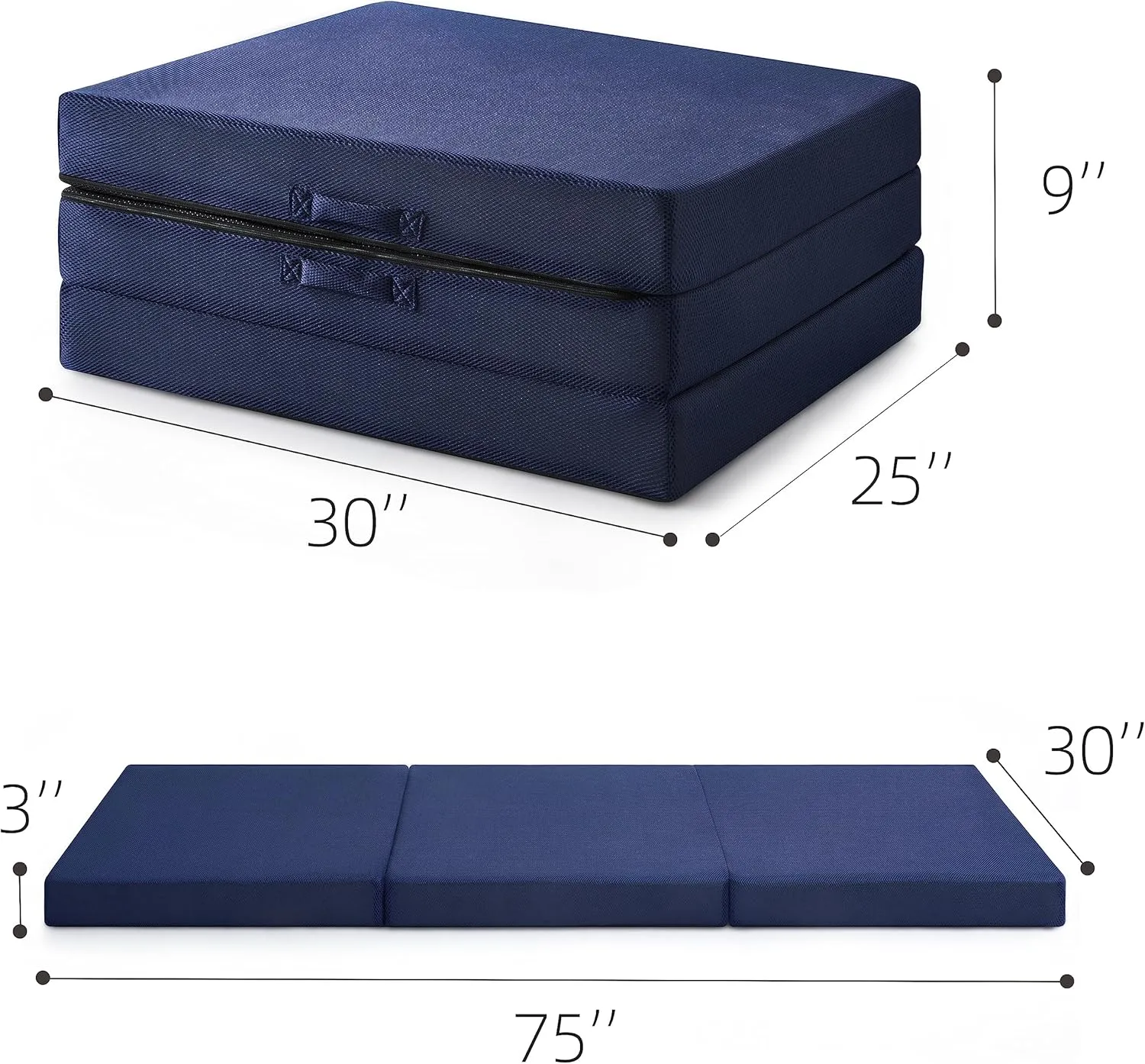 Sleeping Mats for Adults,Memory Foam Folding Pad,Cool Trifold Mattress,Machine Washable Mesh Cover,Breathable,Cot Size Floor Mattress Topper,Guest Bed,Summer Camping