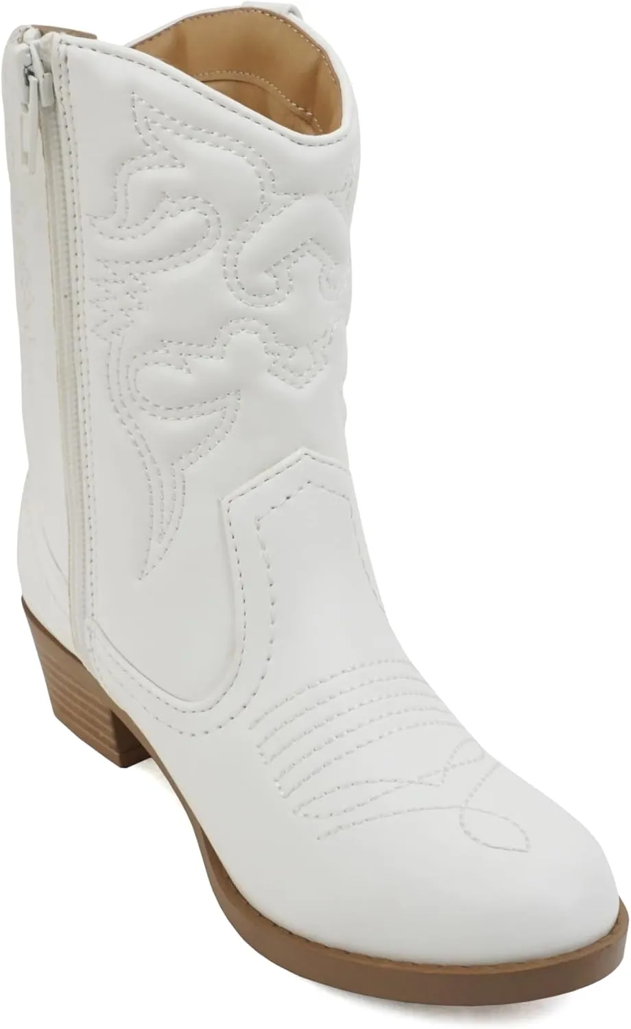 Soda RENO-2 Kids/Girls/Children Western Cowboy Stitched Pointe Toe Low Heel Ankle Mid Shaft Fashion Boots