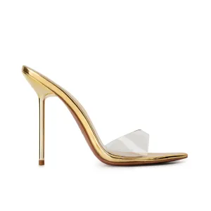 SOFT GOLD PATENT MIRROR MULES *Vegan