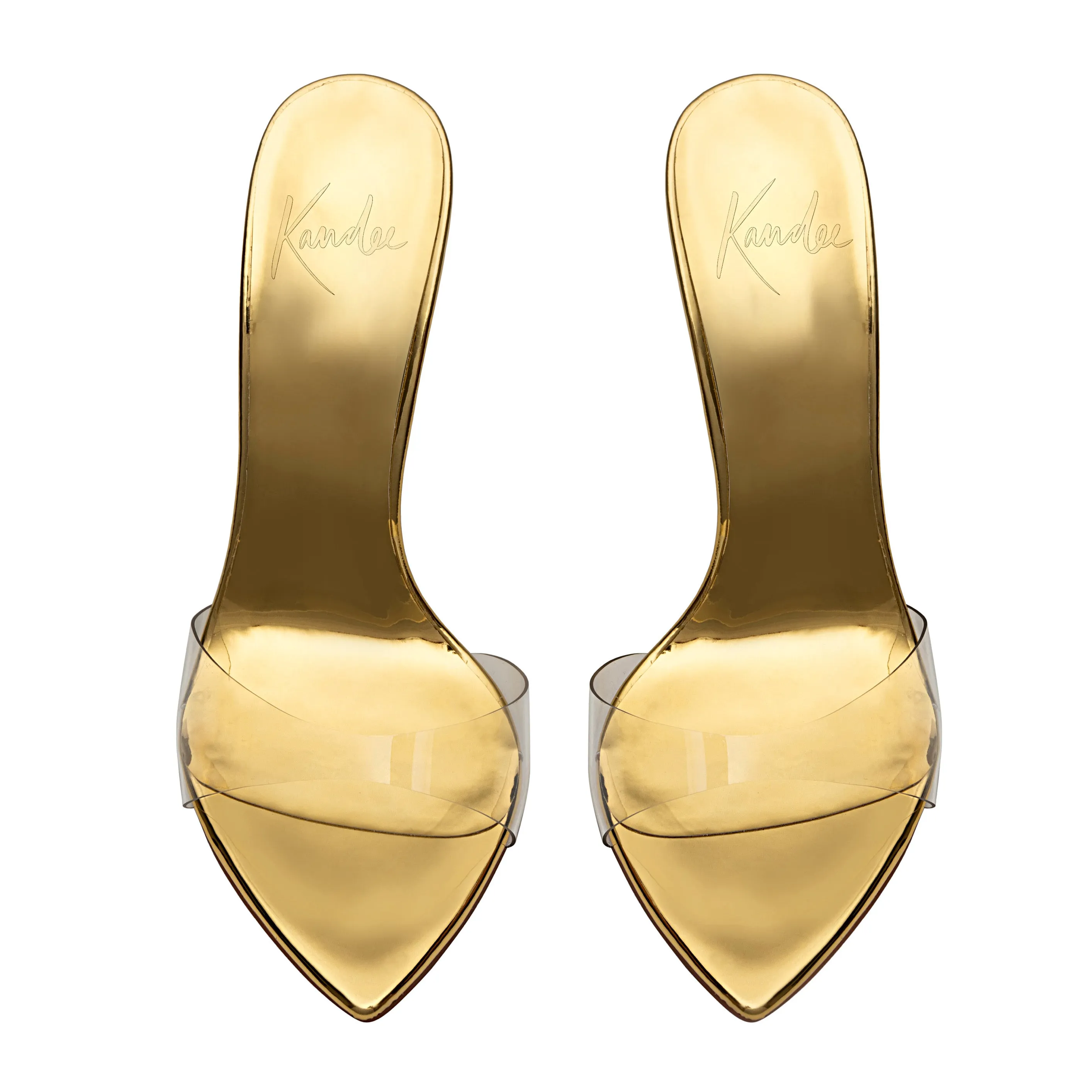 SOFT GOLD PATENT MIRROR MULES *Vegan