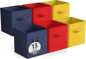 Sorbus Fabric Storage Cubes - 6 Foldable Storage Bins for Organizing Pantry, Cubbies, Toy Box - Clothes Storage & Closet Organizer - 13 Inch Collapsible Cube Baskets for Shelves with Handle