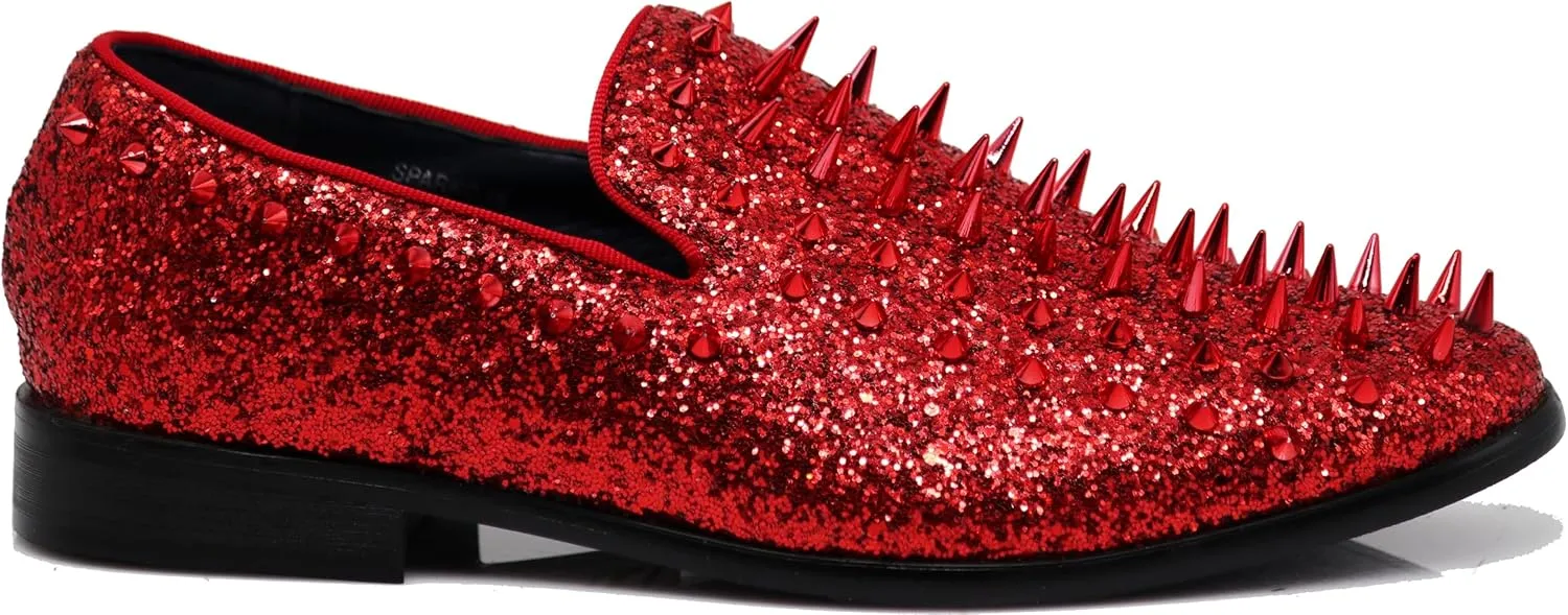 SPK09 Men's Vintage Spike Dress Loafers Slip On Fashion Shoes Classic Tuxedo Dress Shoes