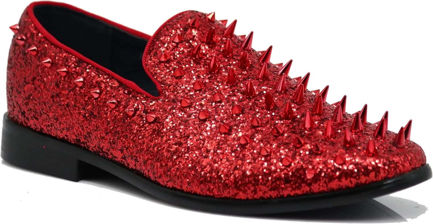 SPK09 Men's Vintage Spike Dress Loafers Slip On Fashion Shoes Classic Tuxedo Dress Shoes