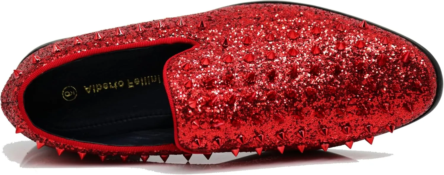 SPK09 Men's Vintage Spike Dress Loafers Slip On Fashion Shoes Classic Tuxedo Dress Shoes