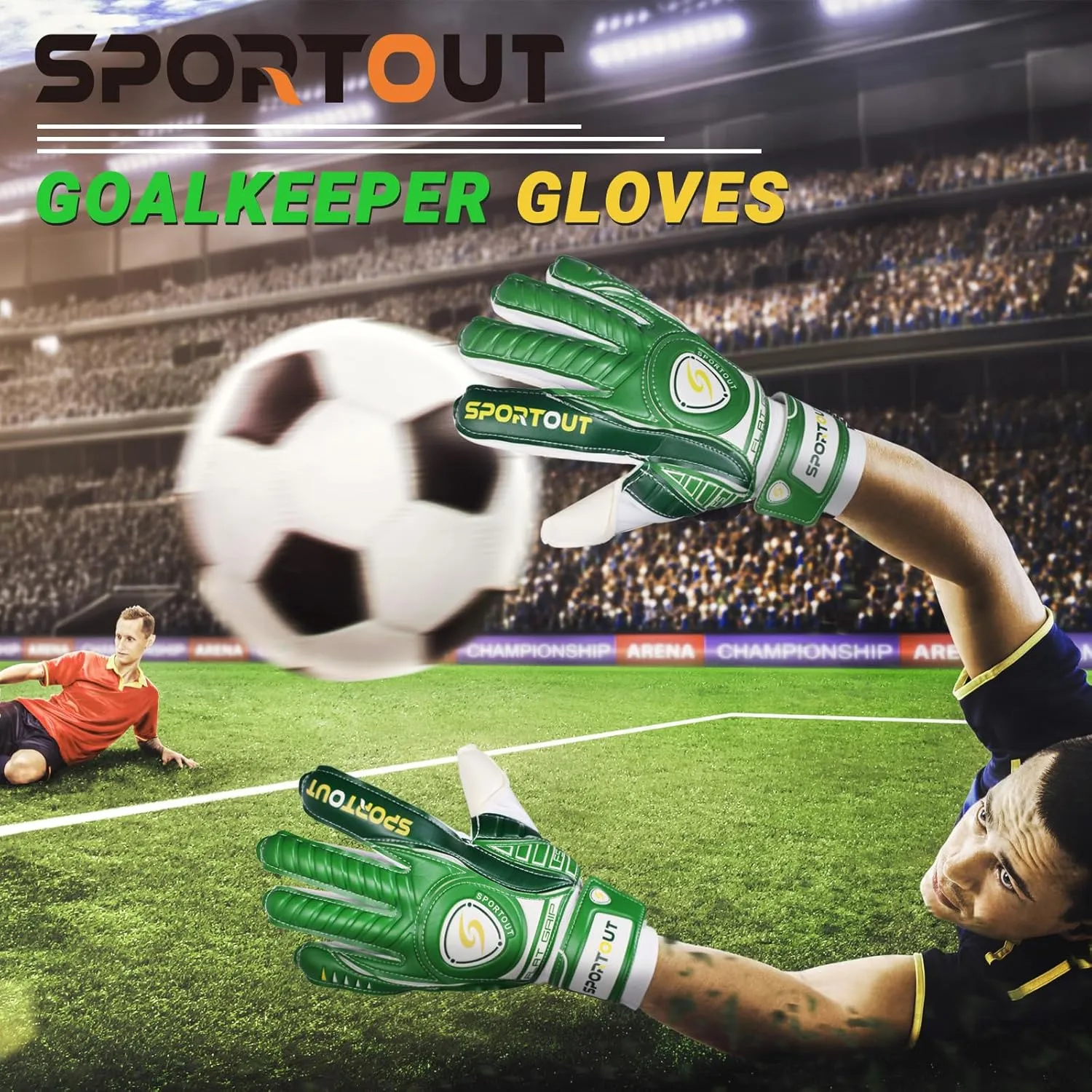 Sportout Goalkeeper Gloves with Finger Protect - Breathable Soccer Gloves, 4mm Latex, for Kids, Youth and Adult