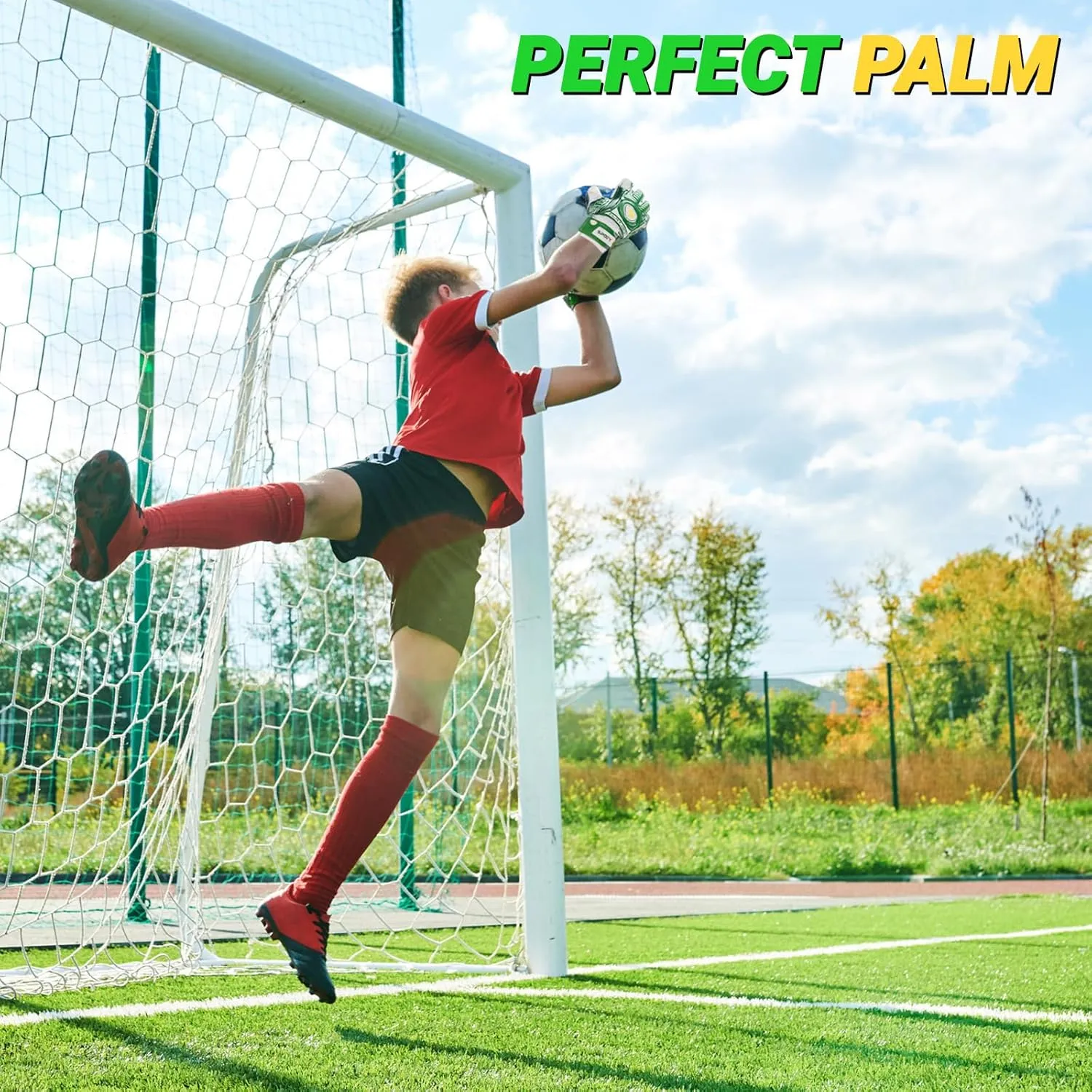 Sportout Goalkeeper Gloves with Finger Protect - Breathable Soccer Gloves, 4mm Latex, for Kids, Youth and Adult