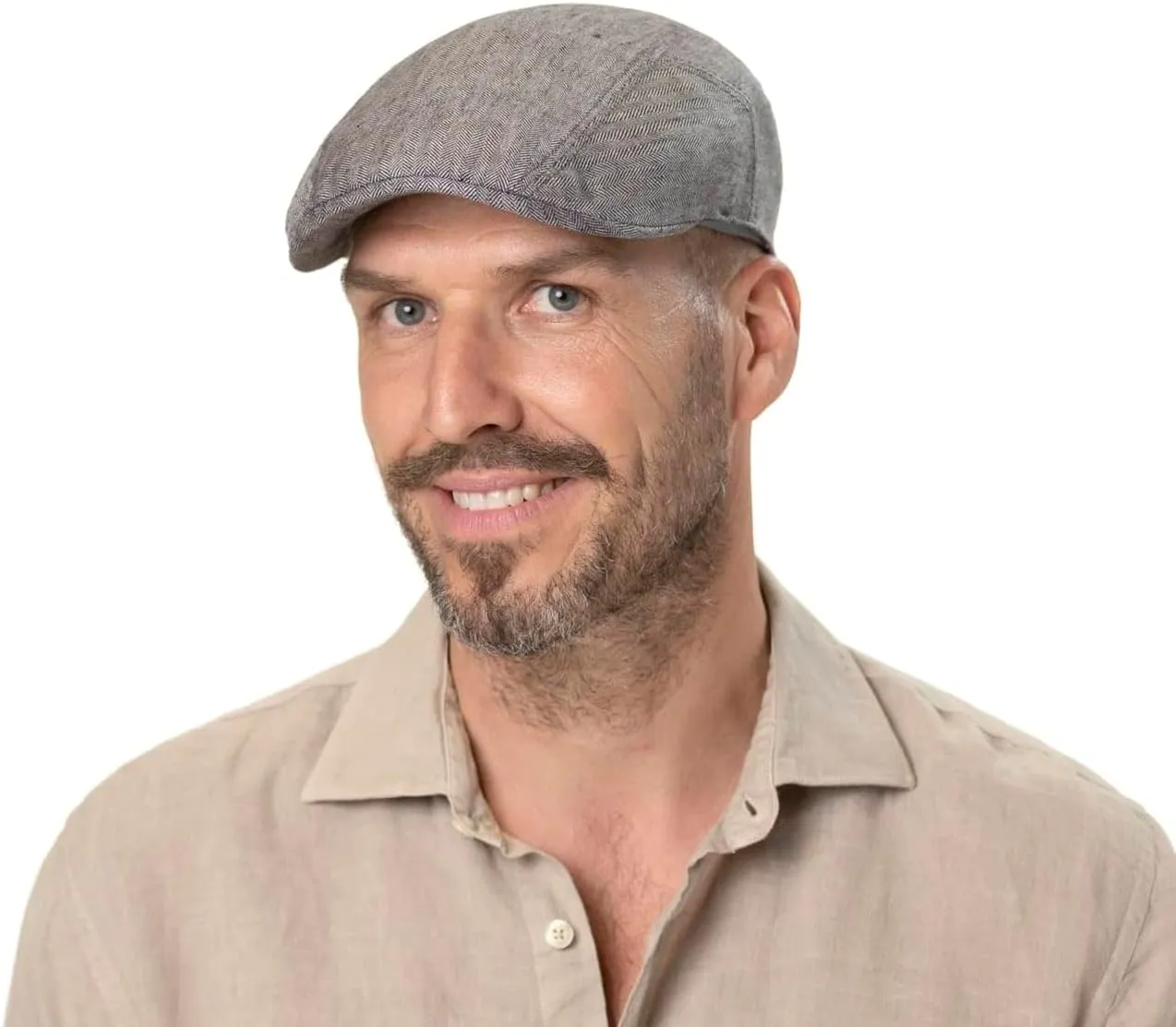 Stetson Herringbone Linen Flat Cap Men | Made in The EU