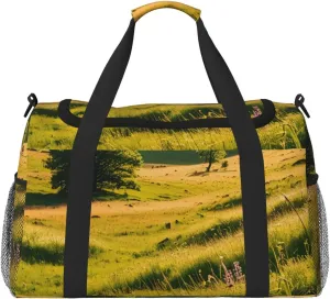 Sunlit Meadows Print Travel Duffel Bag for Men & Women, Foldable Travel Bags and Spacious Weekender Tote Bag for Storage Toiletry Luggage Personal Item