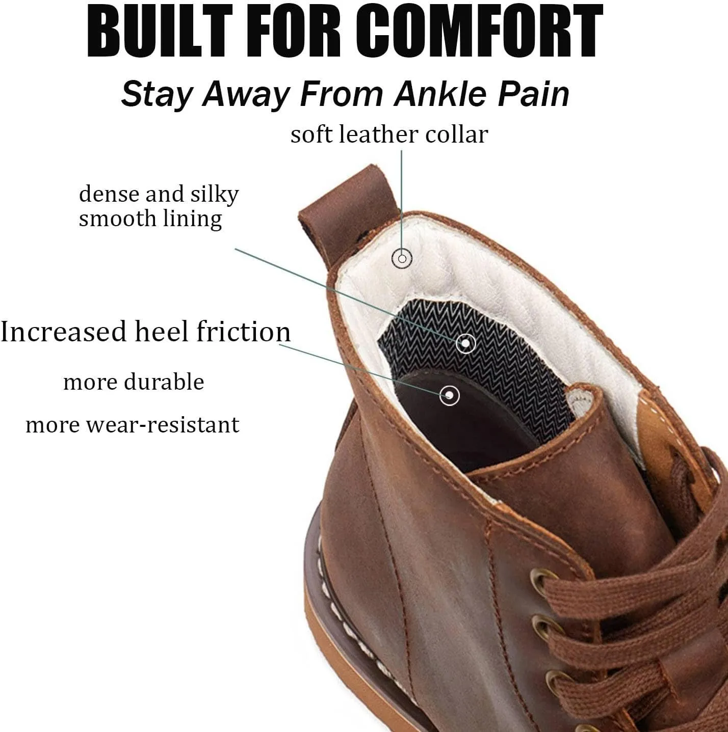 SUREWAY Men’s 6" Stylish and Comfort Leather Ankle Lace-up Boots,Men Dress Chukka Boots,6-Inch Service Boot Pro,Casual Soft toe Brown Work Boots