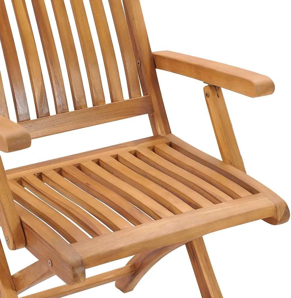 Teak Wood Patio Chairs Set of 2 with Taupe Cushions, Foldable Outdoor Lounge Chairs for Patio Garden Poolside Beach Camping, Durable Solid Wood Furniture