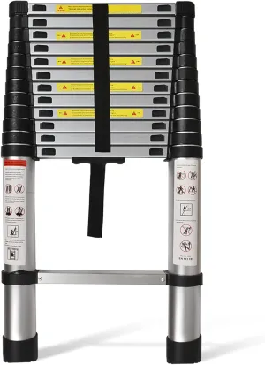 Telescoping Extension Ladder 14.5 FT, Folding Telescopic Aluminum Ladders, Lightweight Collapsible Ladder Step for RV Roof Attic Home, 330 LB Capacity (14.5 FT)