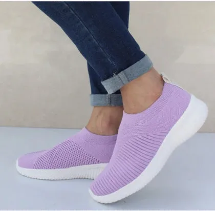 themeisles Foreign Trade  Autumn New Casual Women's Shoes Breathable Loafers Women Fly-Knit Sneakers Flat Shoes Women Wholesale