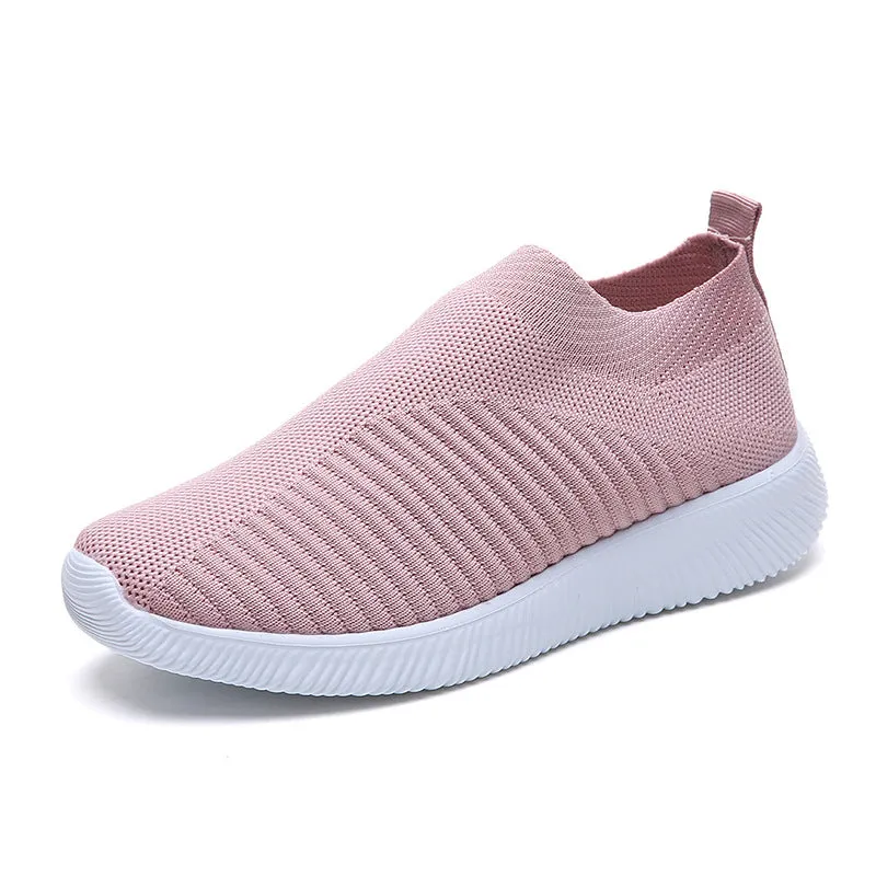 themeisles Foreign Trade  Autumn New Casual Women's Shoes Breathable Loafers Women Fly-Knit Sneakers Flat Shoes Women Wholesale