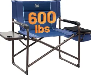 TIMBER RIDGE XXL Oversized Directors Chair 600lbs - Heavy Duty Camping Chair with Cooler Bag & Table, Portable Folding Chair with Wide Seat for Tailgating, Patio, Outdoor - Blue