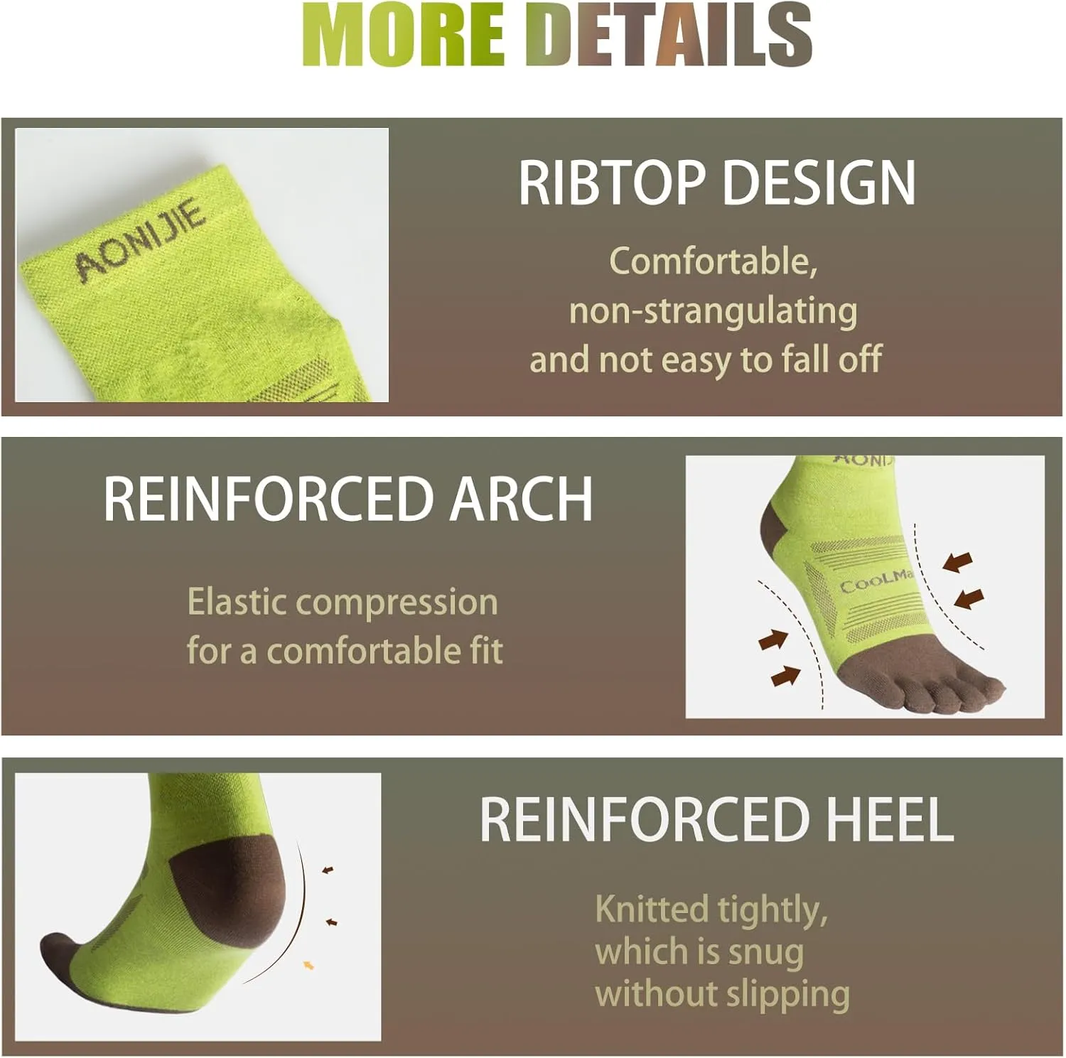 Toe Socks Cool-max Running Socks for Men Women 3 Pairs Athletic Breathable Five Finger Socks