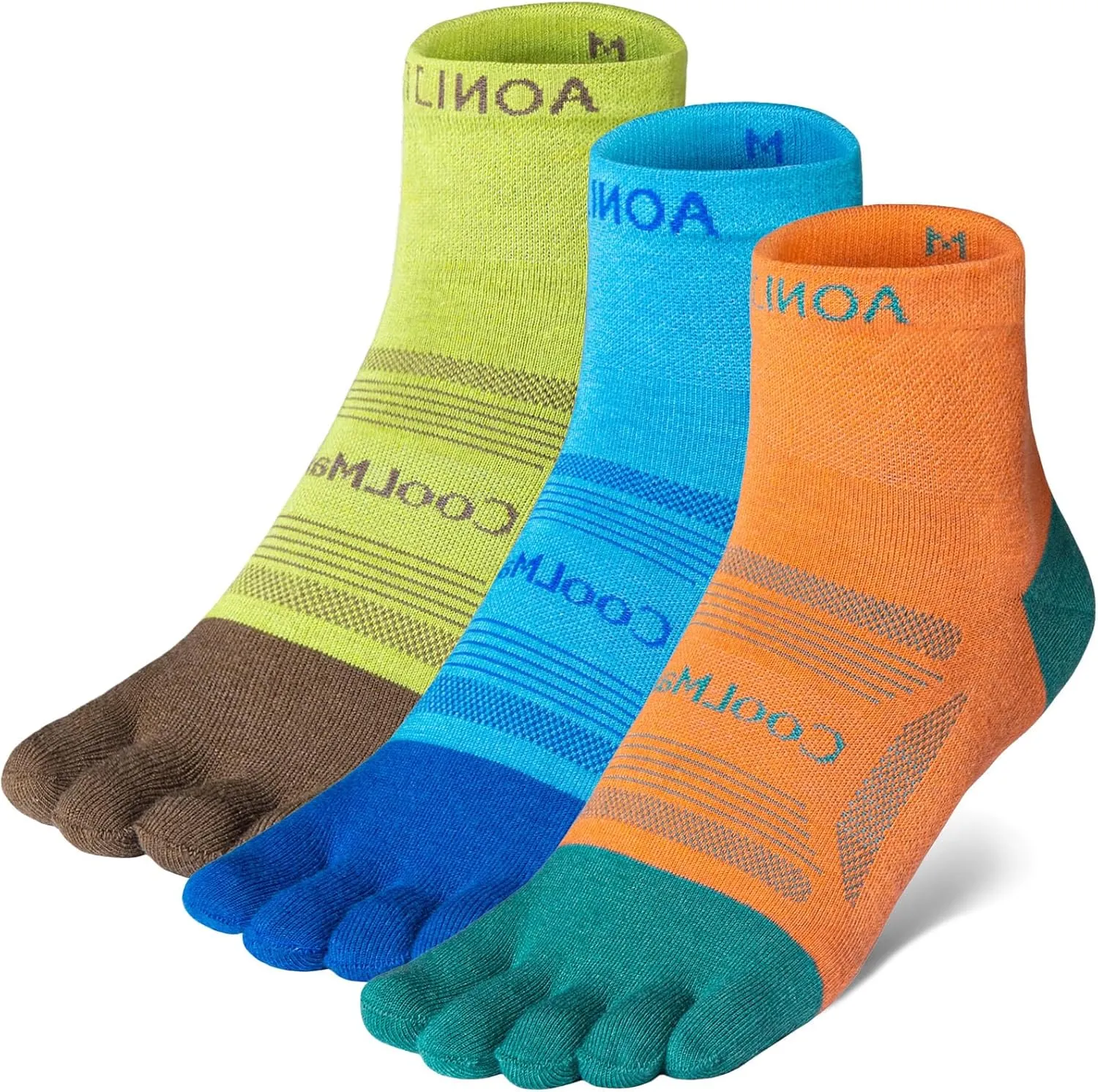 Toe Socks Cool-max Running Socks for Men Women 3 Pairs Athletic Breathable Five Finger Socks